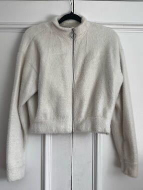 Gymshark Cream Fuzzy Zip-Up Teddy Jacket